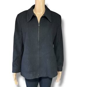Vintage Tribal Womens Wool Cashmere Blend Jacket Coat Full Zip Long Sleeve Black